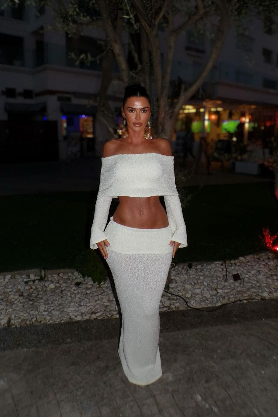 Ensemble Deux Pièces Femme Top Épaules Nues Jupe Longue