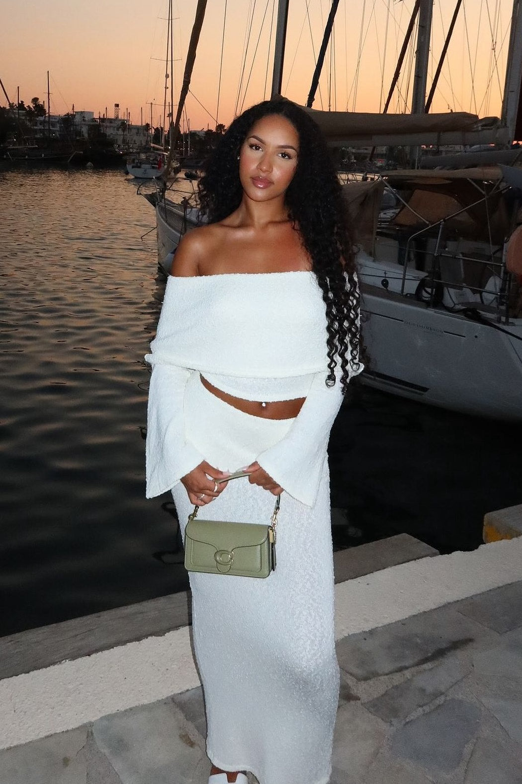 Ensemble Deux Pièces Femme Top Épaules Nues Jupe Longue