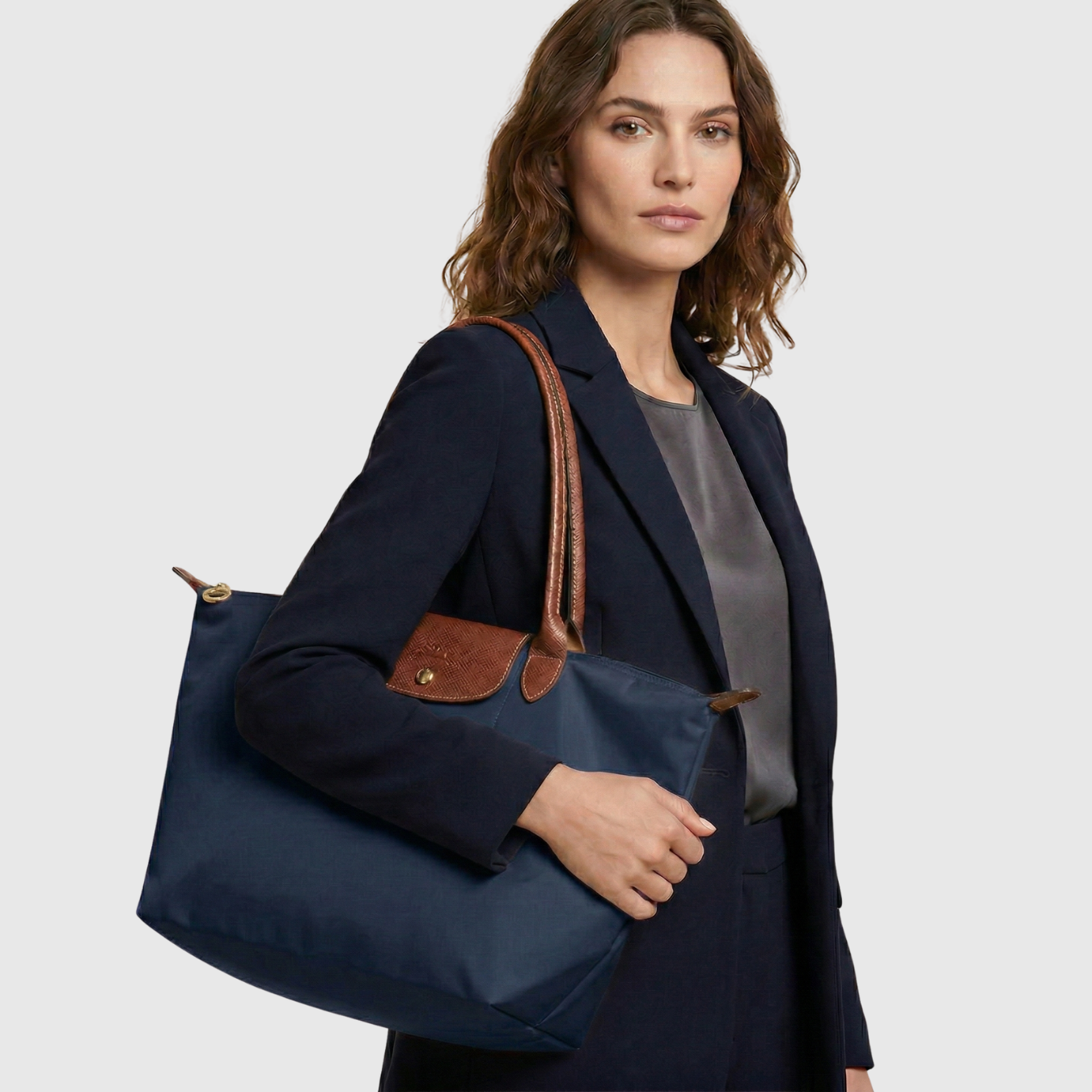 Sac cabas femme toile synthétique fermeture pression anses longues