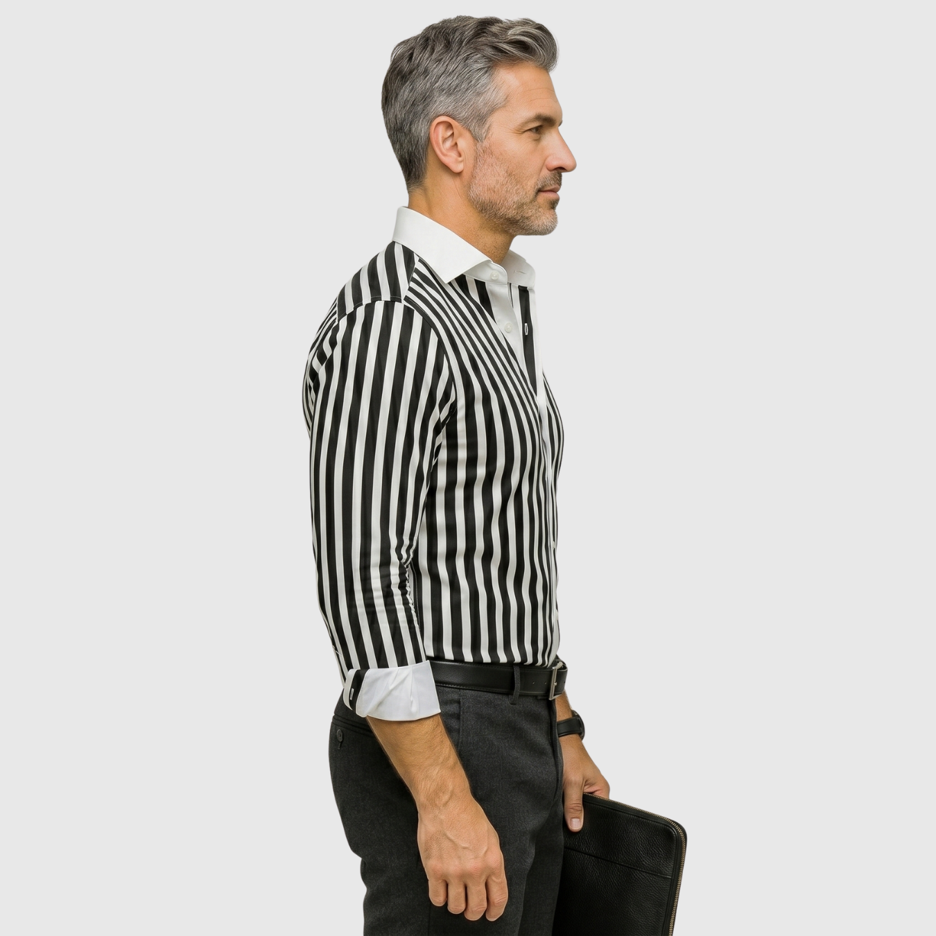 Chemise homme rayée coupe ajustée manches longues