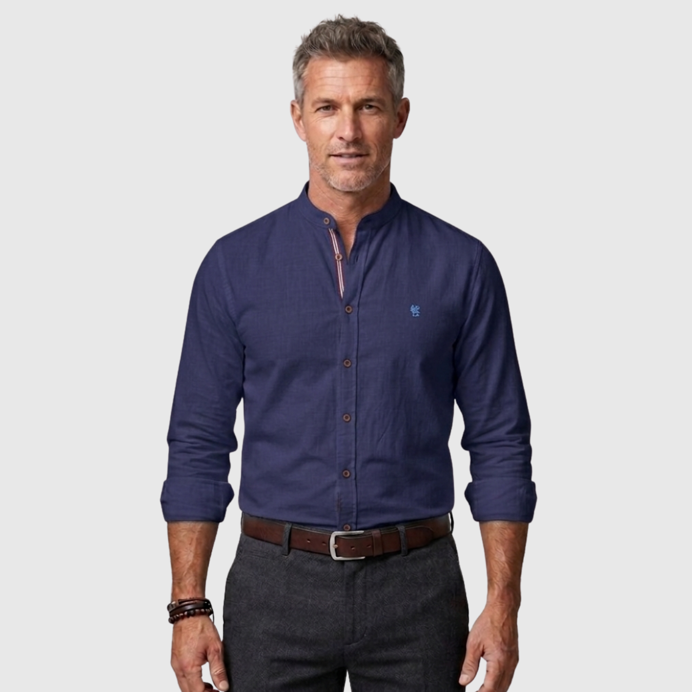 Chemise homme manches longues chaude col boutonné coupe classique hiver