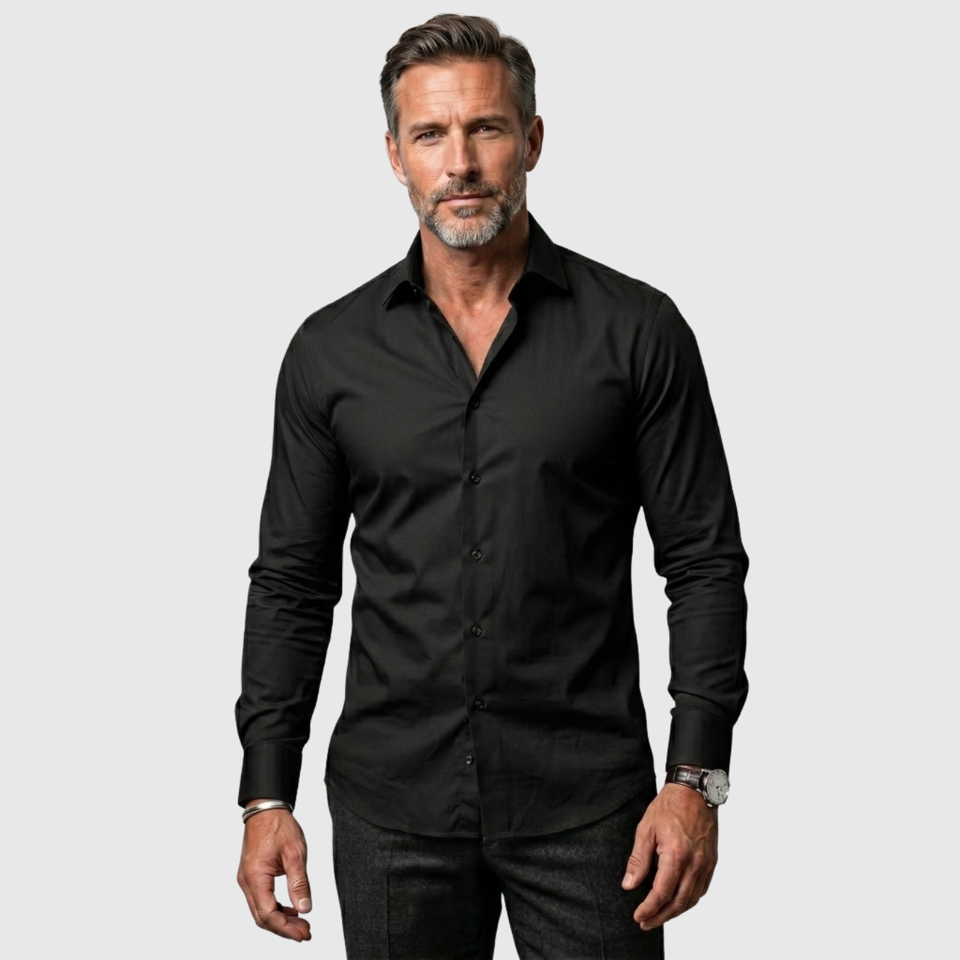 Chemise homme manches longues col classique coupe ajustée boutonnée