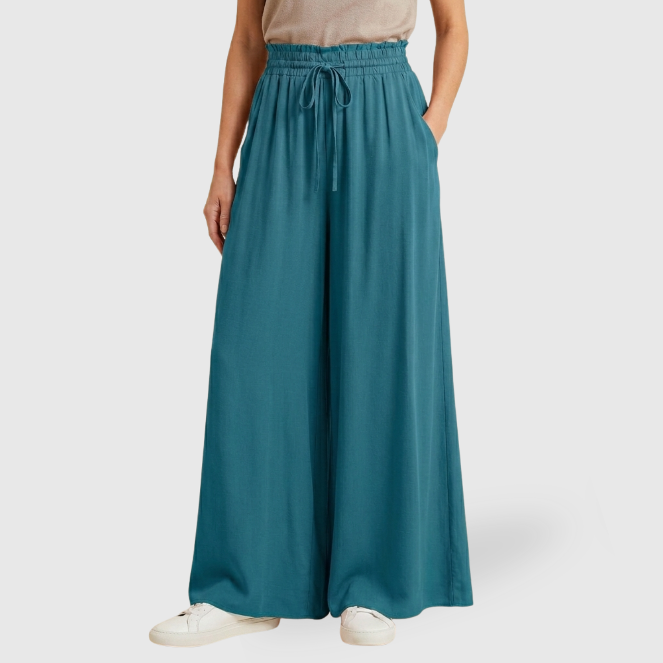 Pantalon large femme taille haute coupe ample jambes larges décontracté