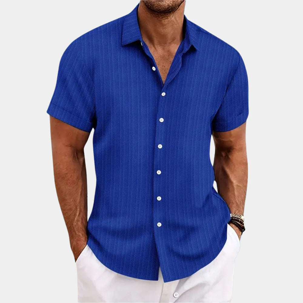 Chemise homme mélange lin coton coupe régulière été
