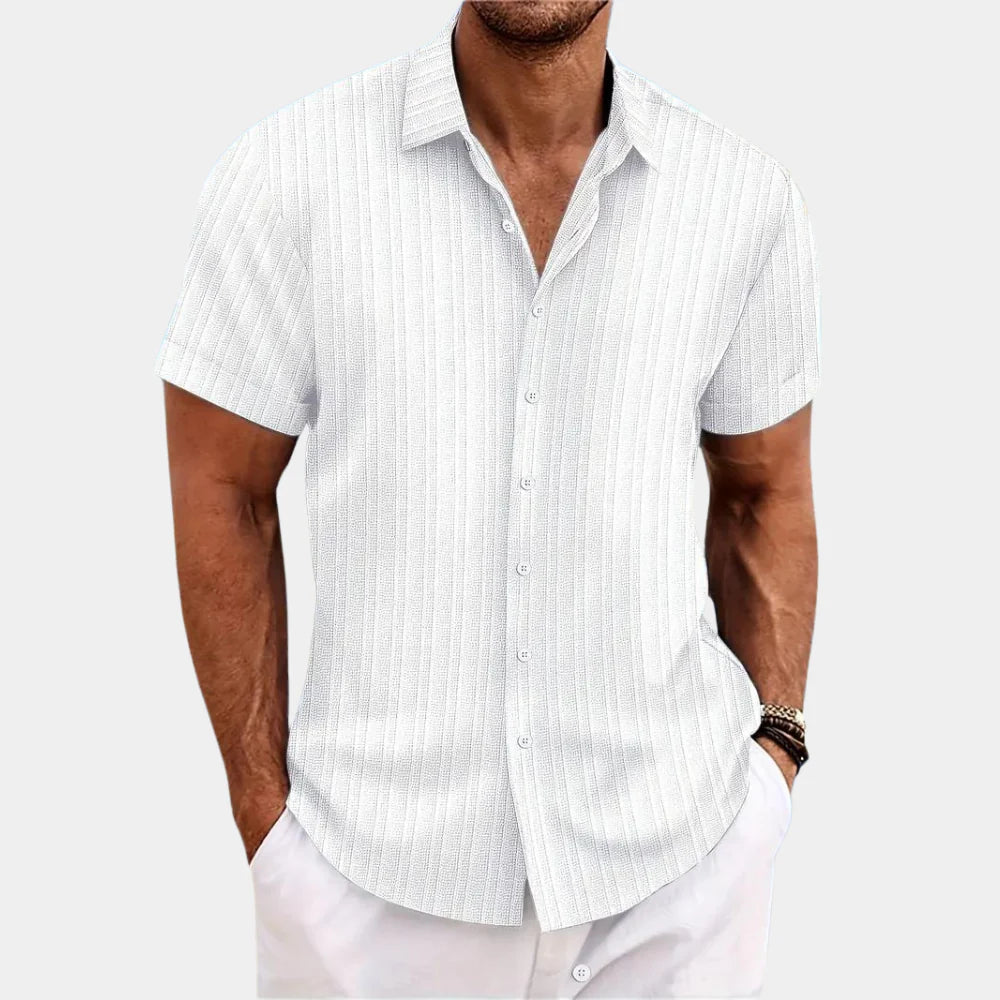 Chemise homme mélange lin coton coupe régulière été
