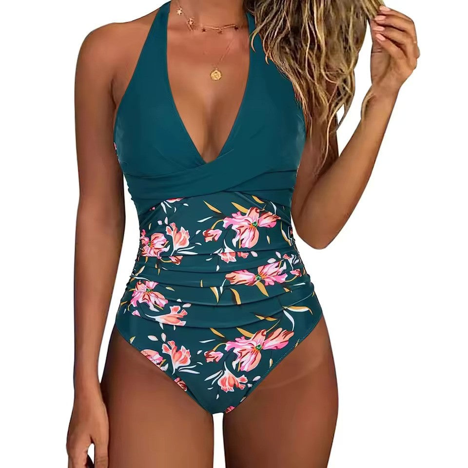 Maillot de Bain Une Pièce Femme Push-Up Taille Haute Dos Nu