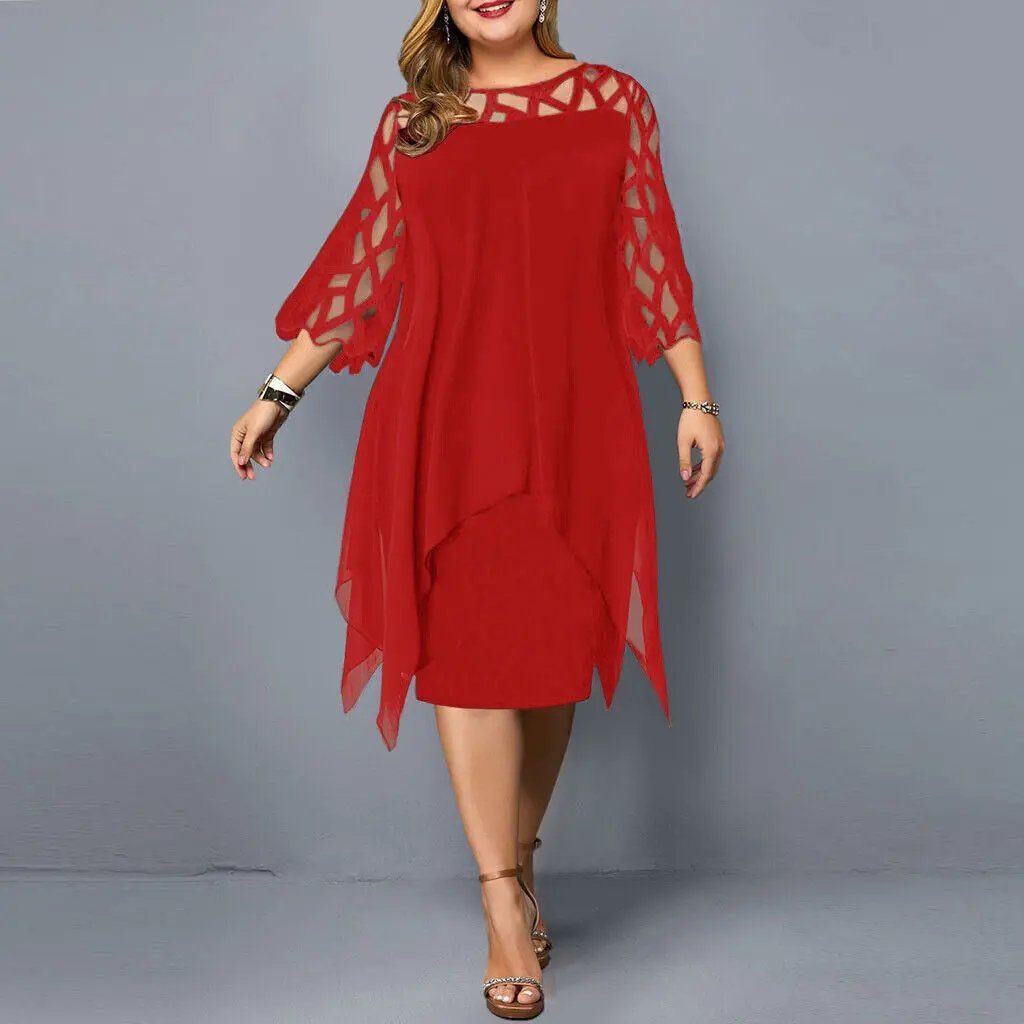 Robe Midi Femme Élégante Polyvalente Coupe Ajustée