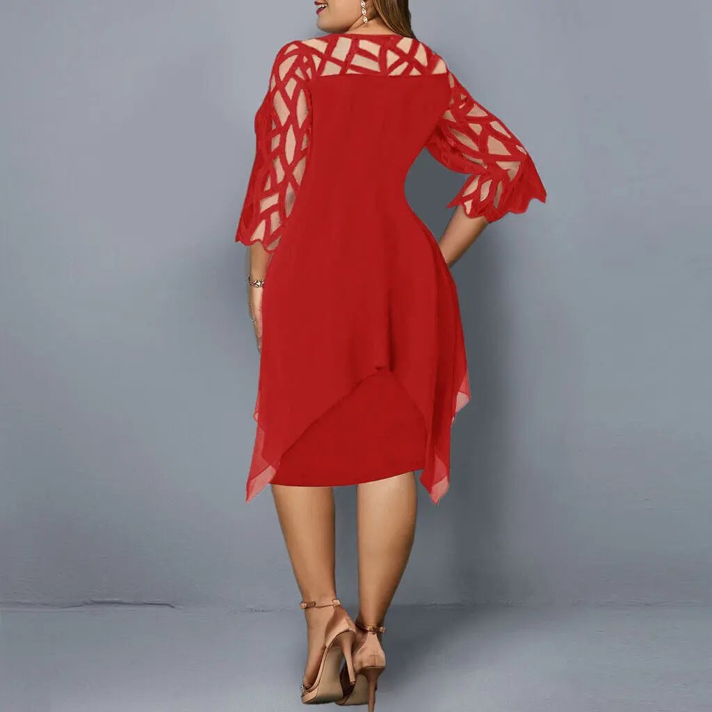 Robe Midi Femme Élégante Polyvalente Coupe Ajustée