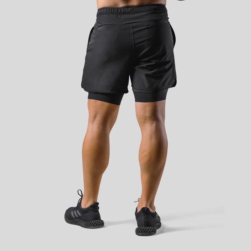 Short de sport homme 2-en-1 avec compression intégrée
