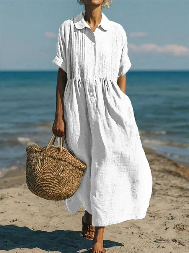 Robe Chemise Femme Coton Coupe Féminine Casual