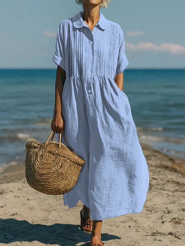 Robe Chemise Femme Coton Coupe Féminine Casual