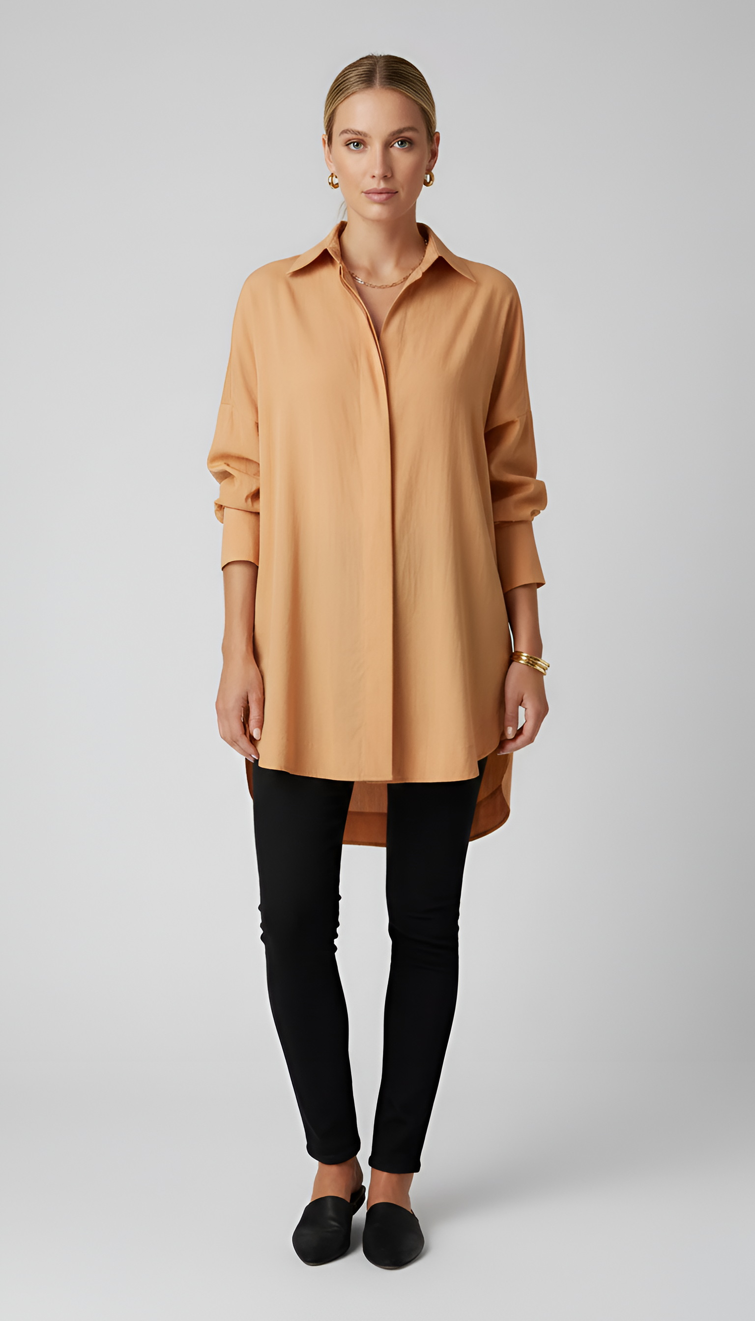 Chemise femme oversize en coton col classique