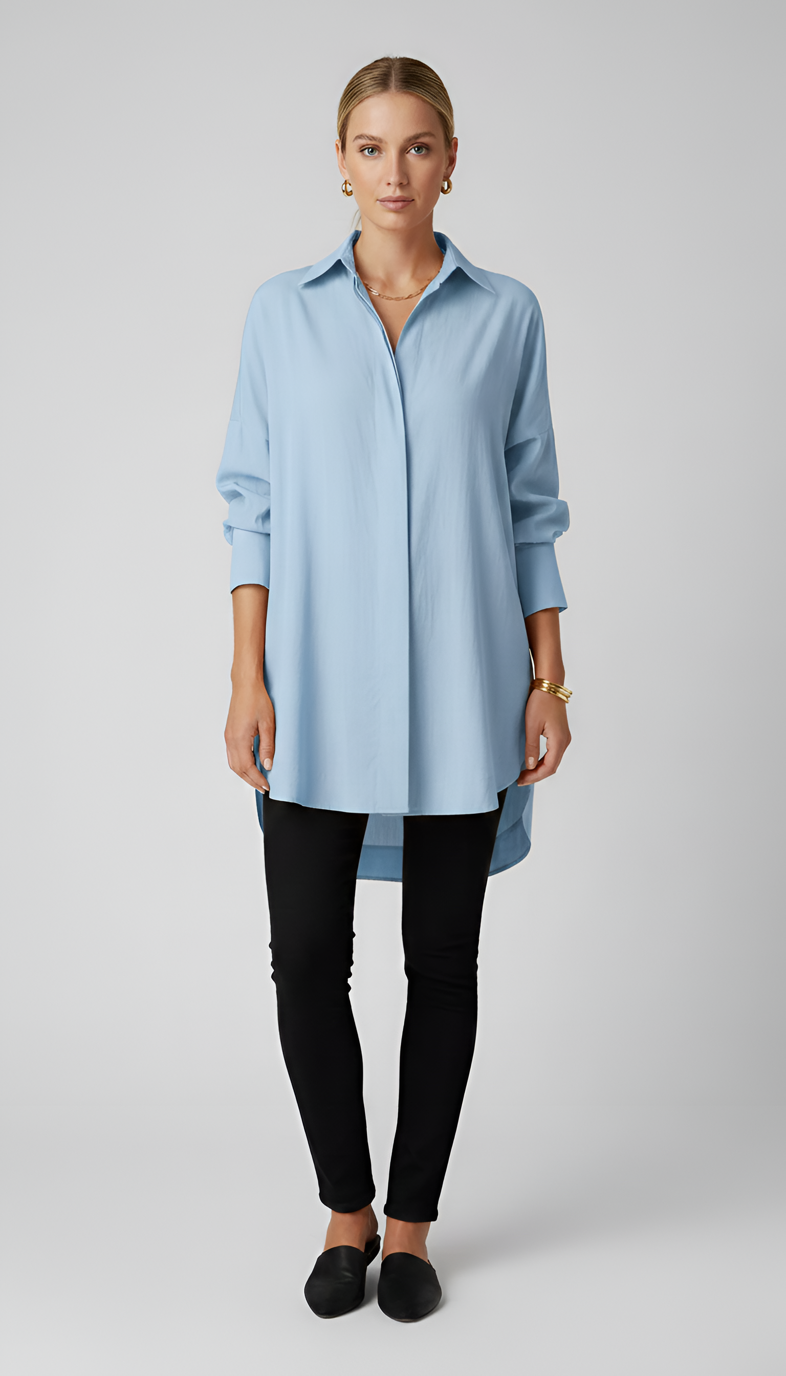 Chemise femme oversize en coton col classique