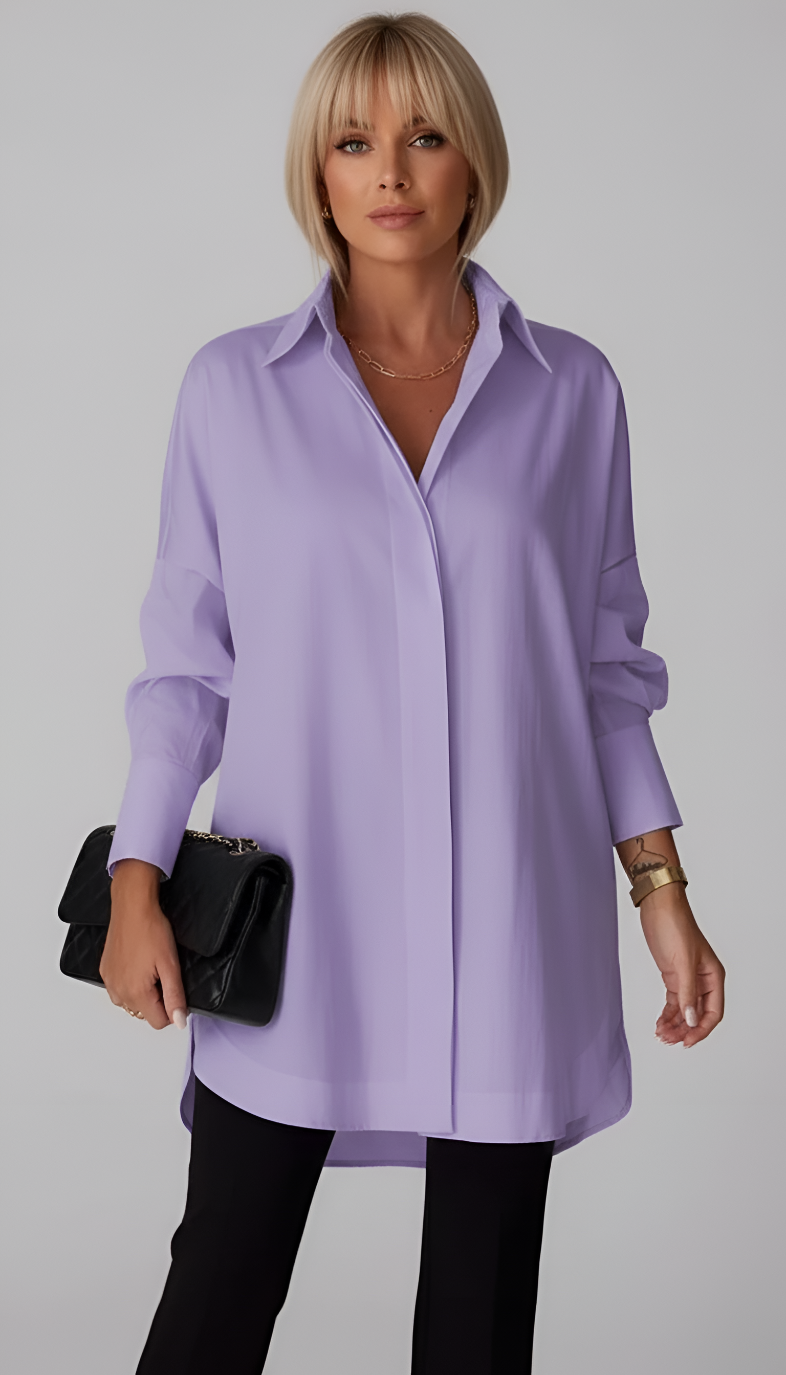 Chemise femme oversize en coton col classique