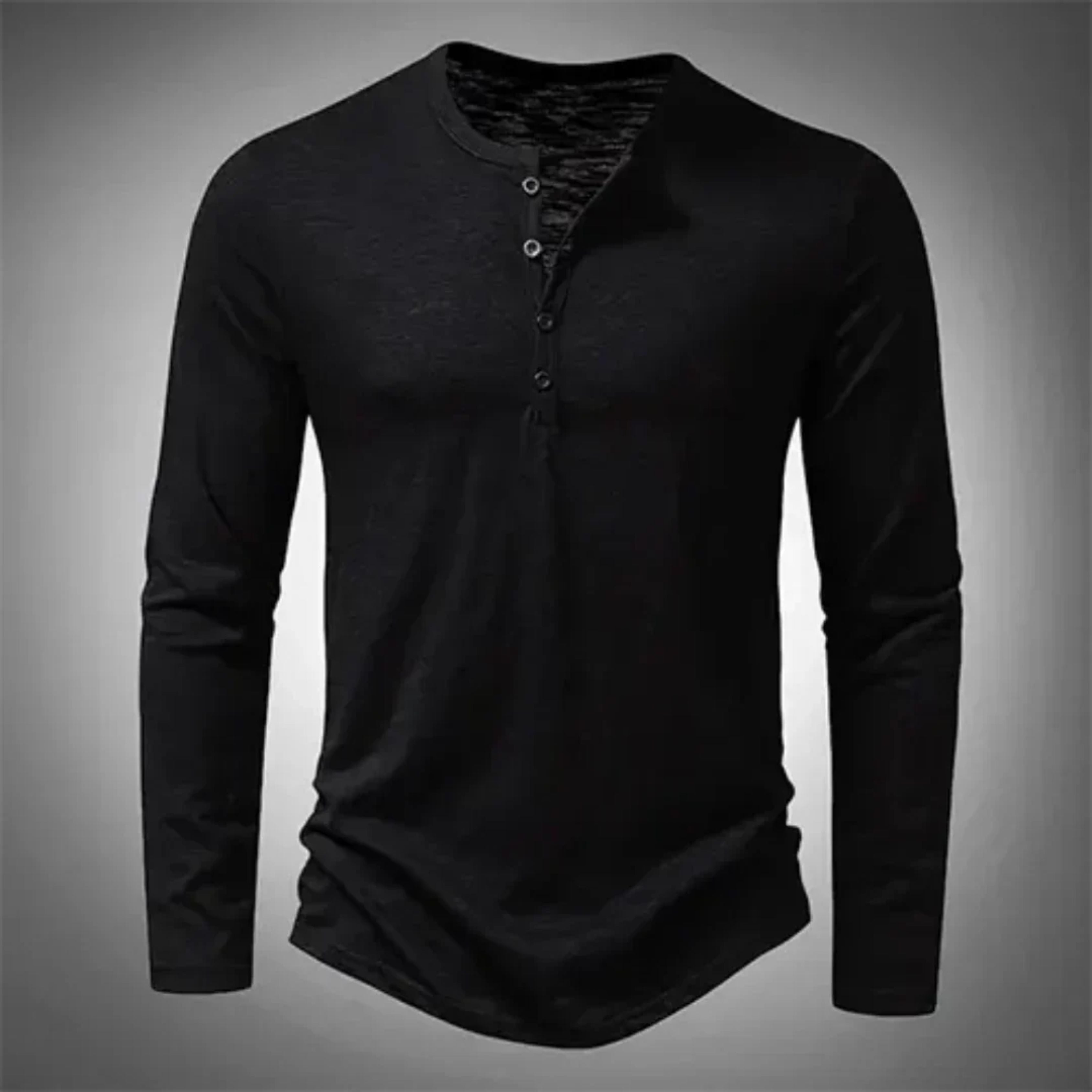 T-shirt homme col Henley manches longues casual