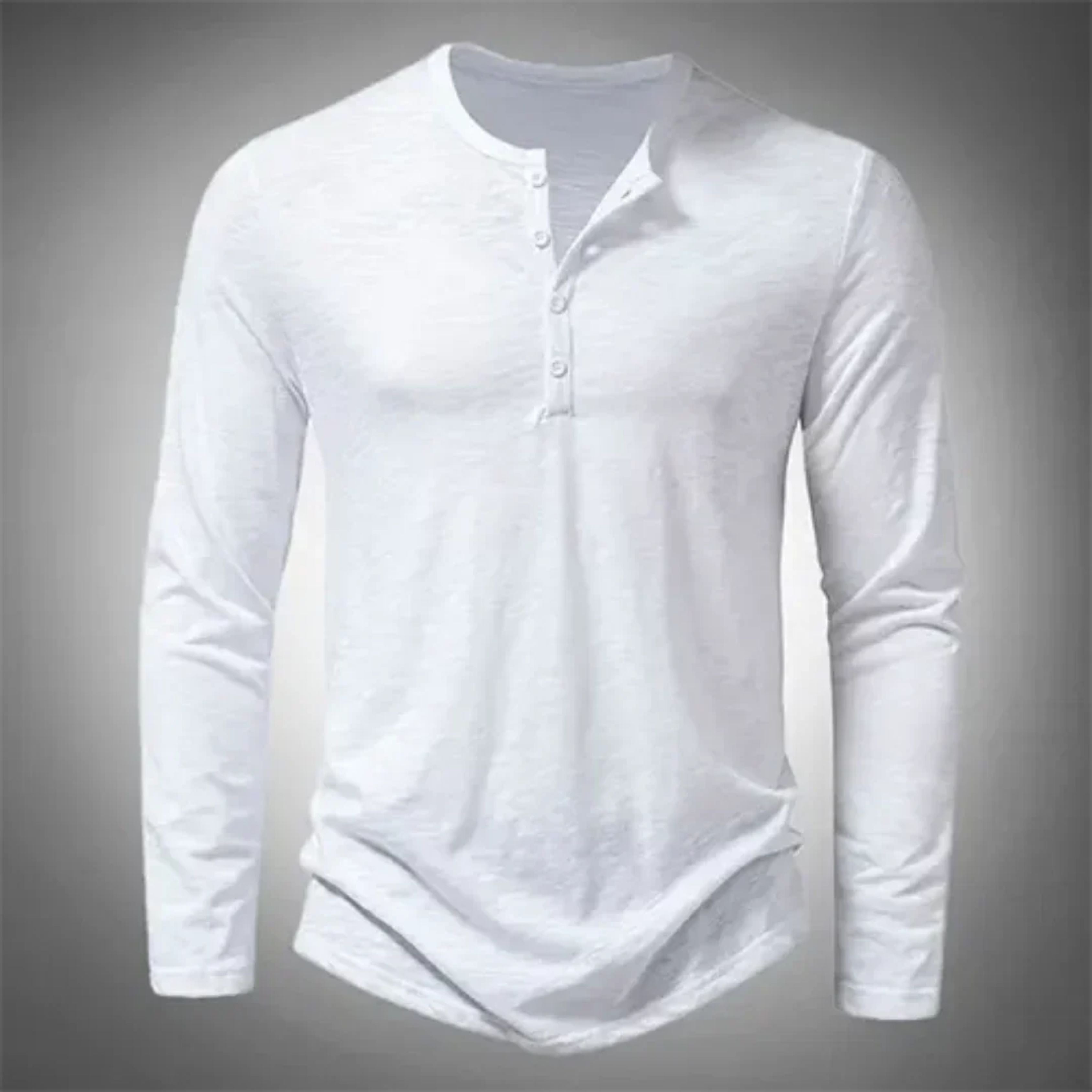 T-shirt homme col Henley manches longues casual