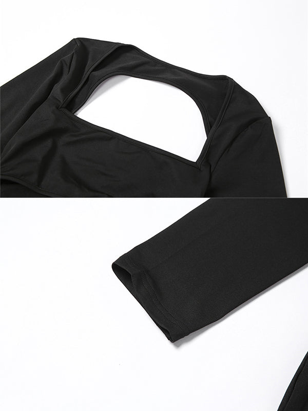 Robe Maxi Maternité Sirène Découpée Manches Longues Moulante