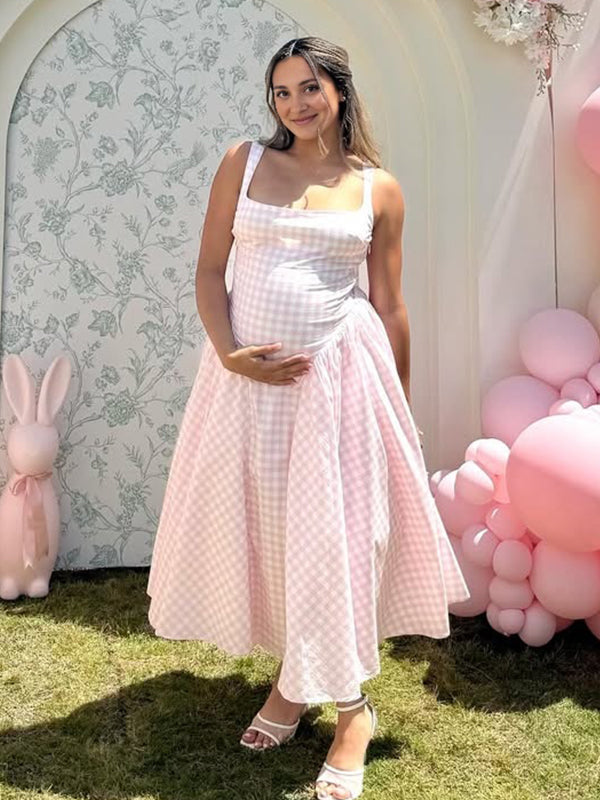 Robe Maxi Maternité Ligne A Bretelles Élégante
