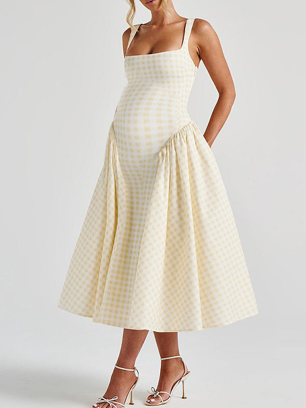 Robe Maxi Maternité Ligne A Bretelles Élégante