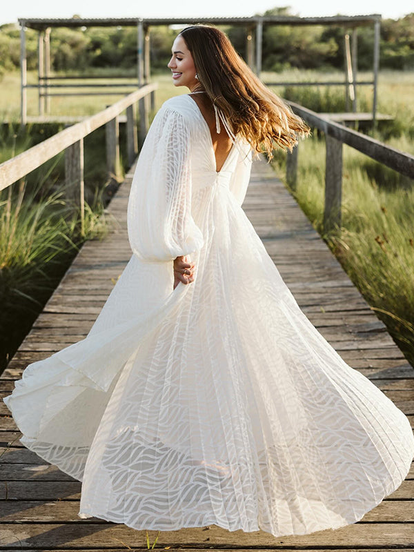 Robe Maxi Maternité Boho Manches Lanterne Dos Nu Froncée
