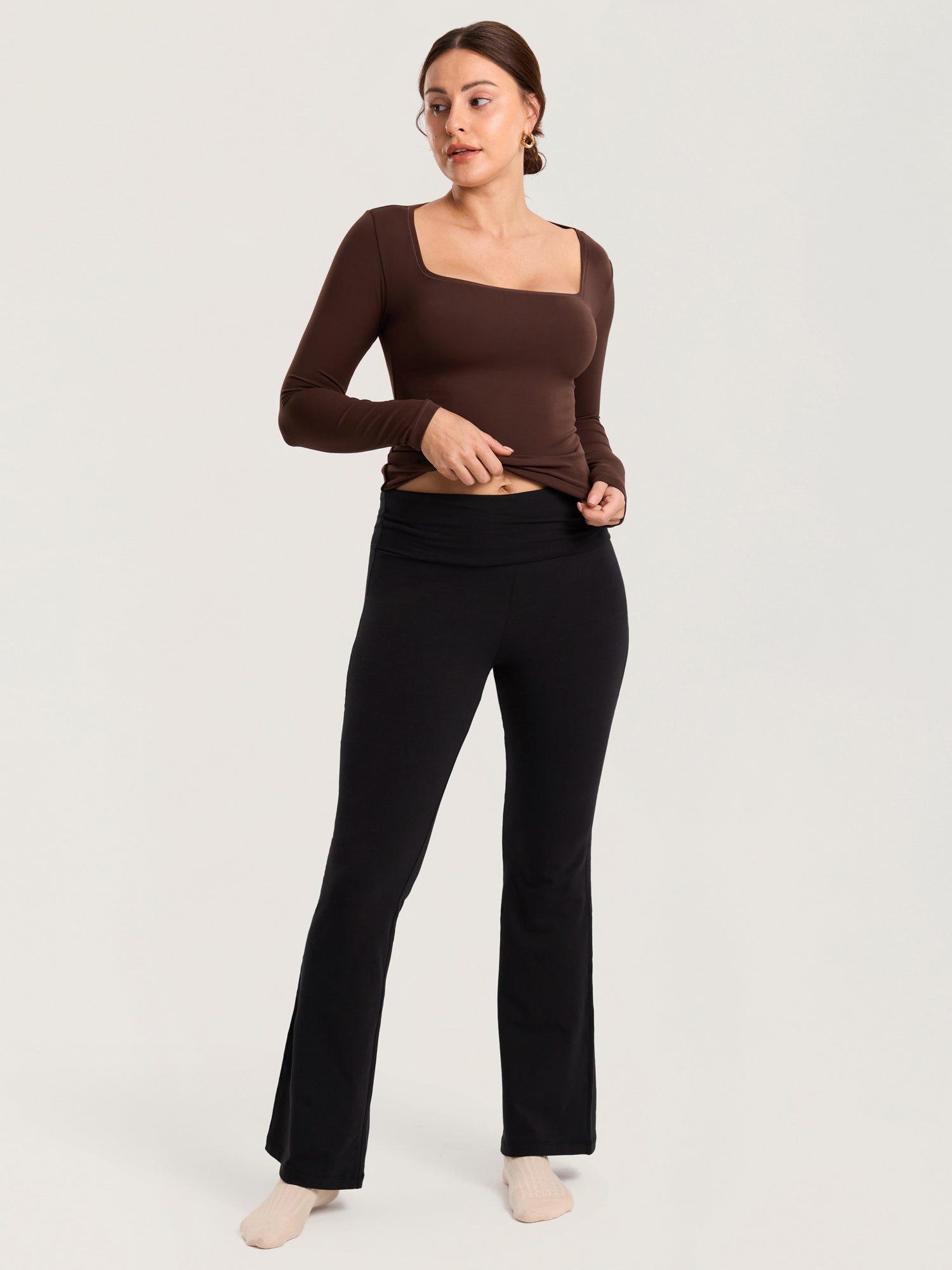 Pantalon Maternité Coton Évasé Taille Haute Grossesse