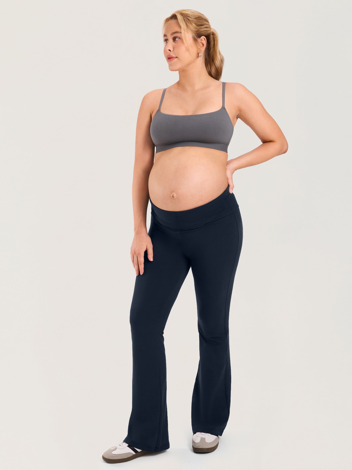 Pantalon Maternité Coton Évasé Taille Haute Grossesse