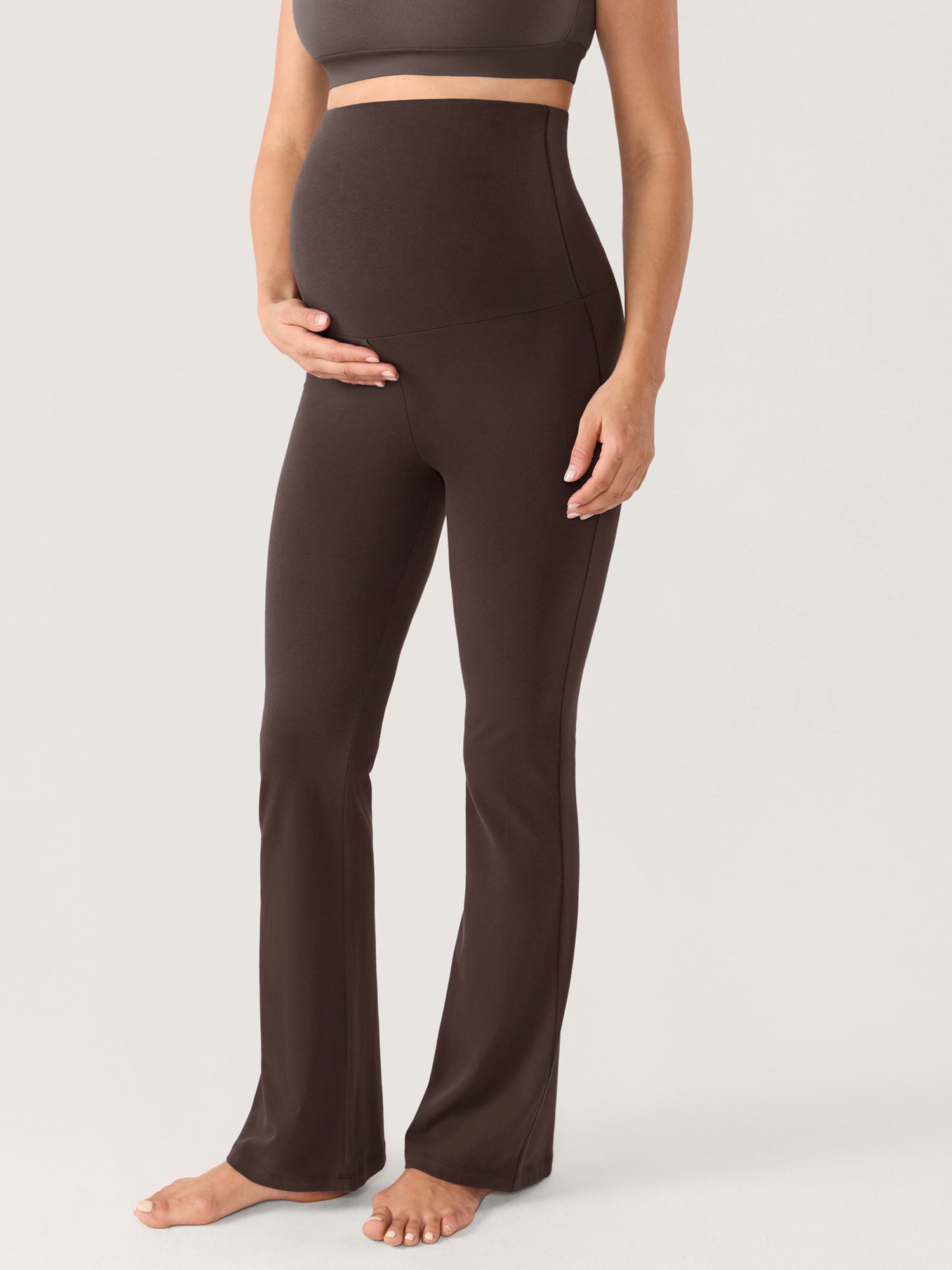 Pantalon Maternité Coton Évasé Taille Haute Grossesse