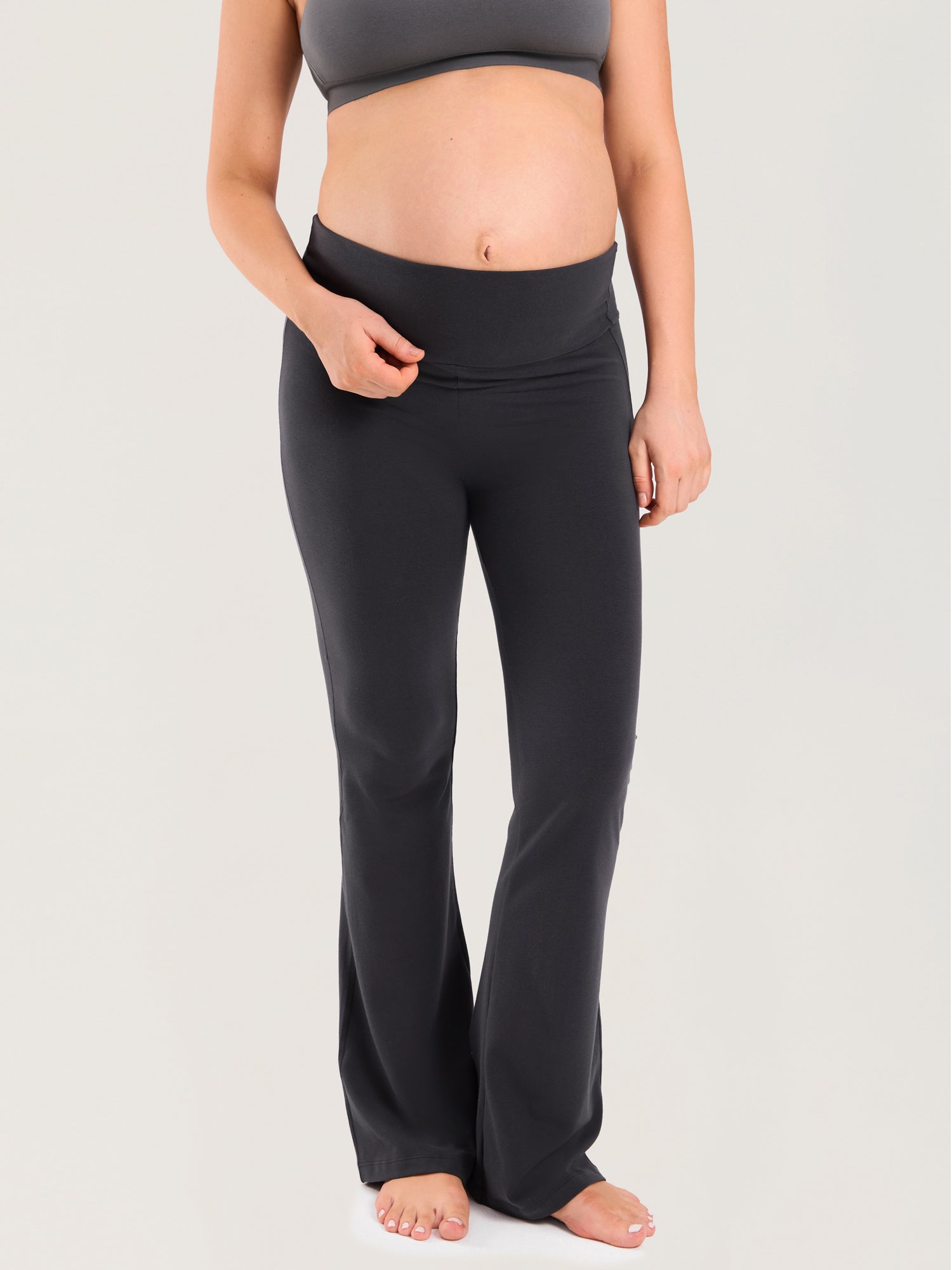 Pantalon Maternité Coton Évasé Taille Haute Grossesse