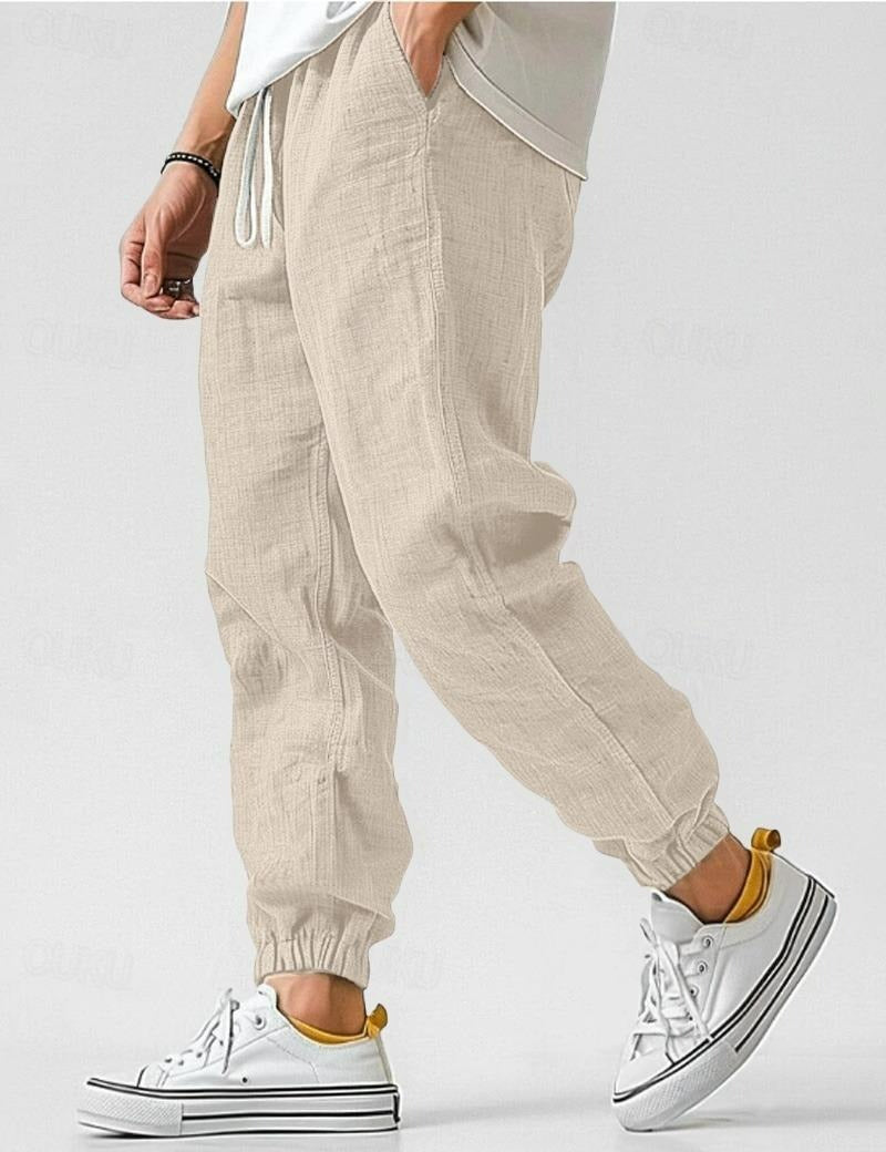 Pantalon Lin Homme Coupe Ample Décontractée Été