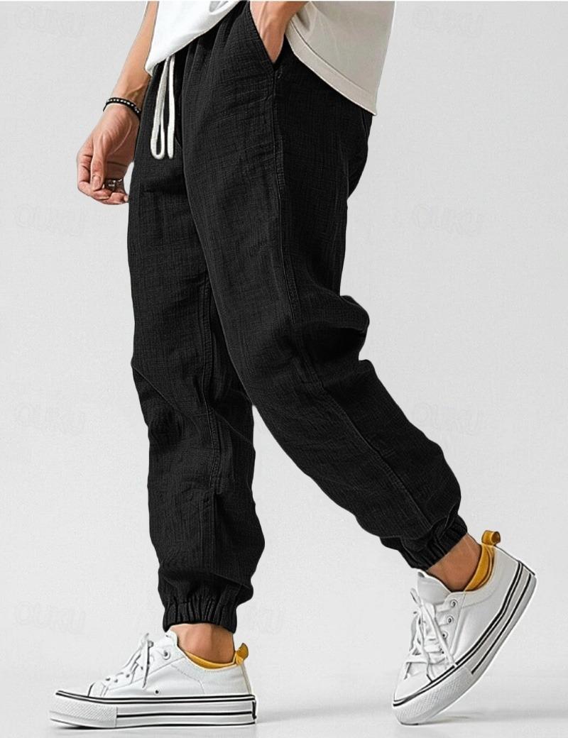 Pantalon Lin Homme Coupe Ample Décontractée Été