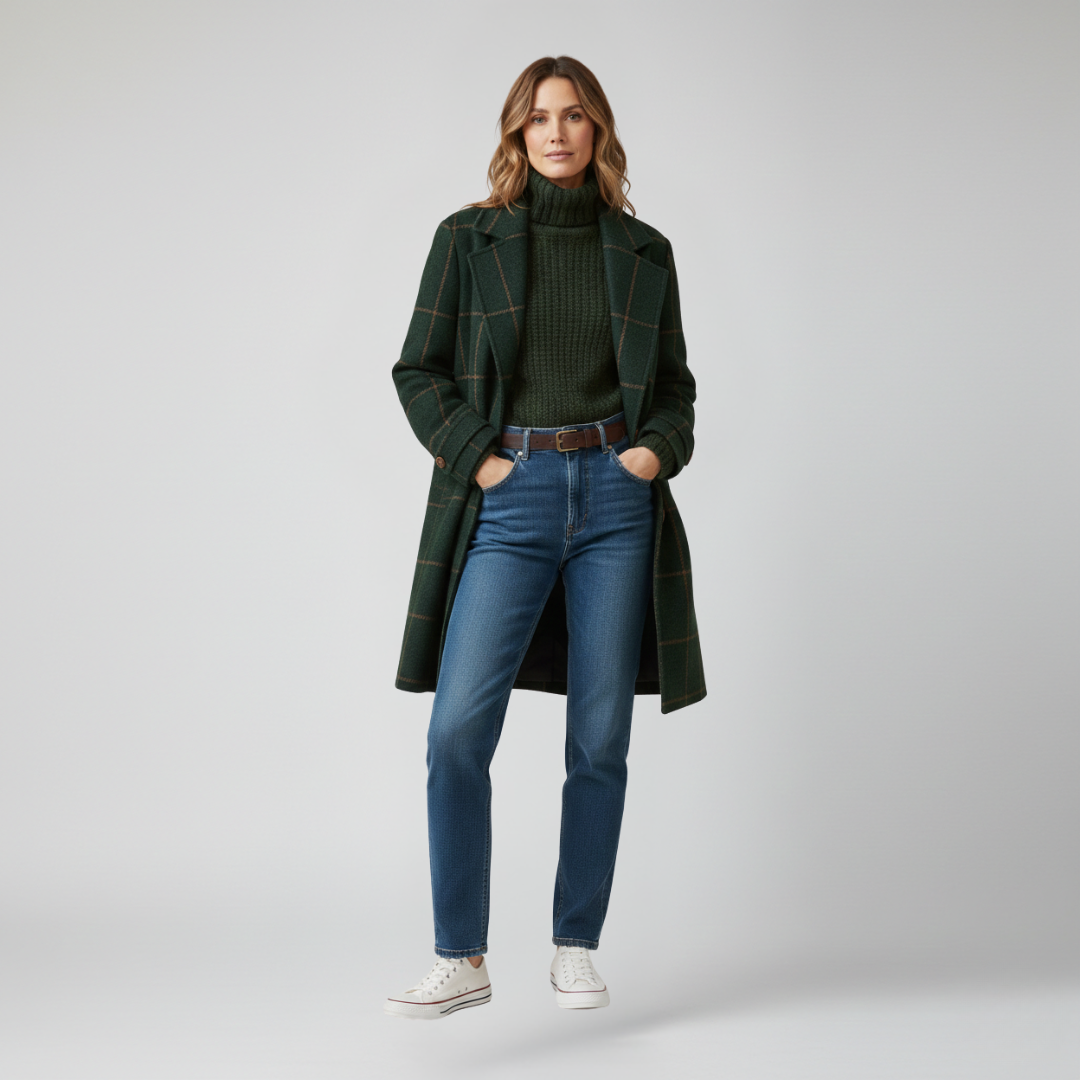 Manteau à carreaux rétro Meghan