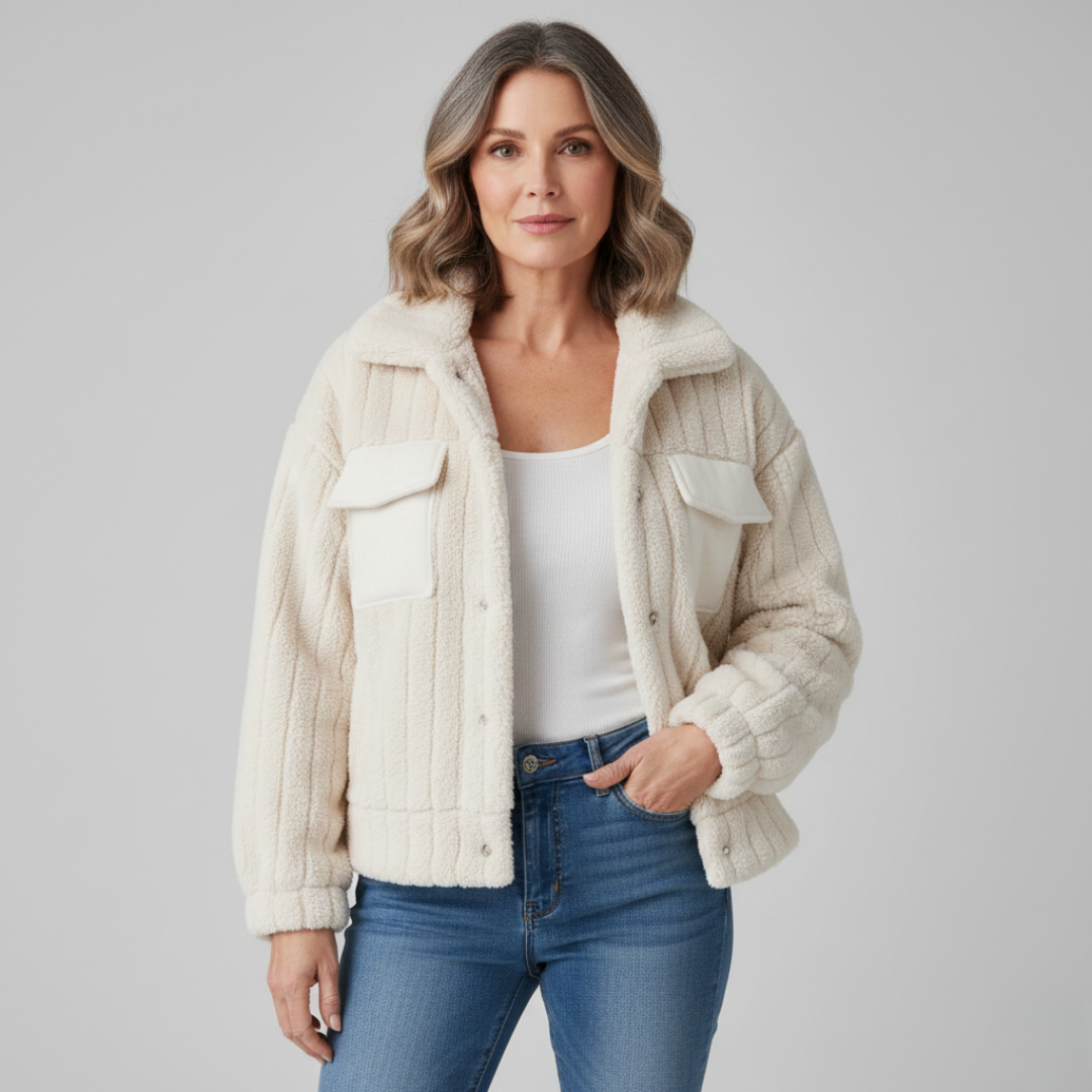 Veste trucker côtelée avec fourrure