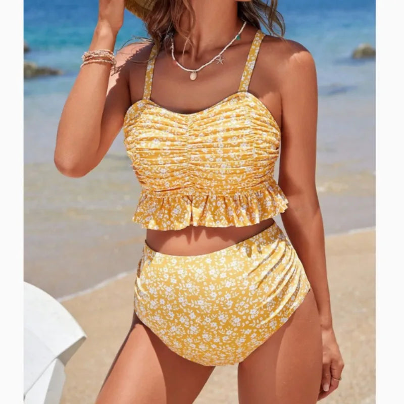 Maillot de bain maternité bikini deux pièces volants plage