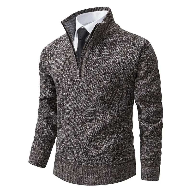 Pull homme demi-zip polaire chaud coupe régulière