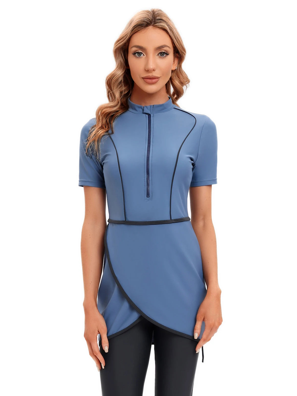 Burkini femme crop court zippé avant sport natation modeste