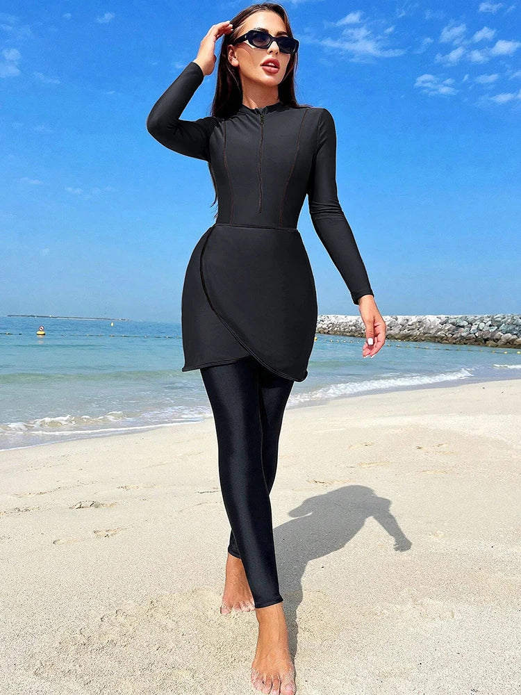 Burkini femme manches longues hijab sport séchage rapide UPF50+