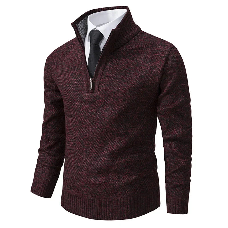 Pull homme demi-zip polaire chaud coupe régulière