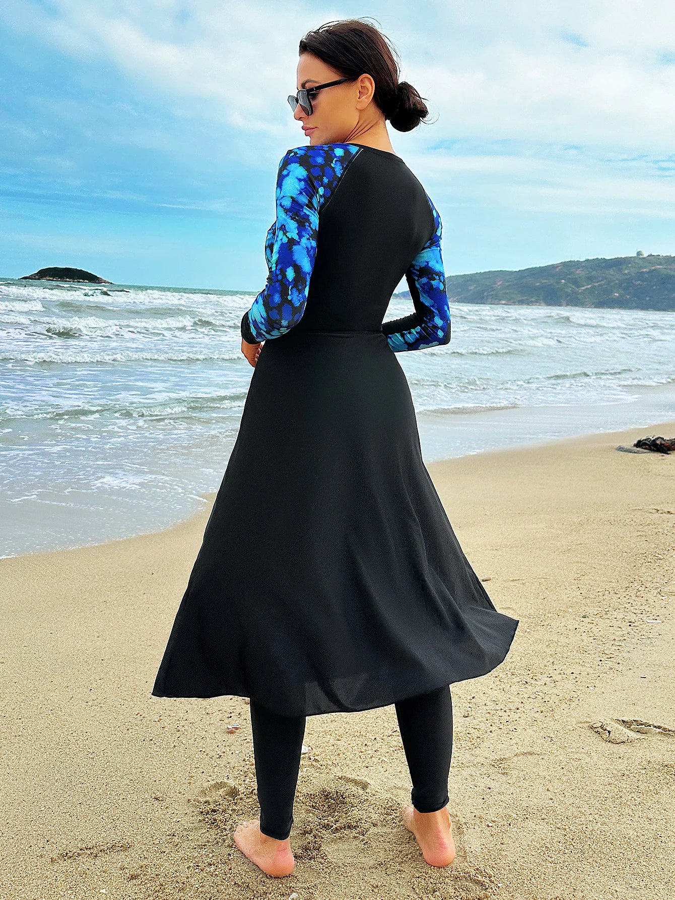 Burkini femme imprimé coloré manches longues jupe pantalon SPF50+