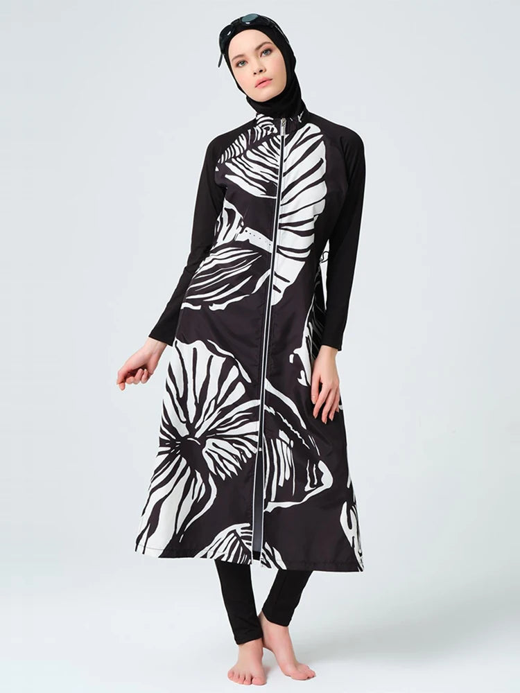 Burkini femme 3 pièces imprimé tropical imperméable UPF50+