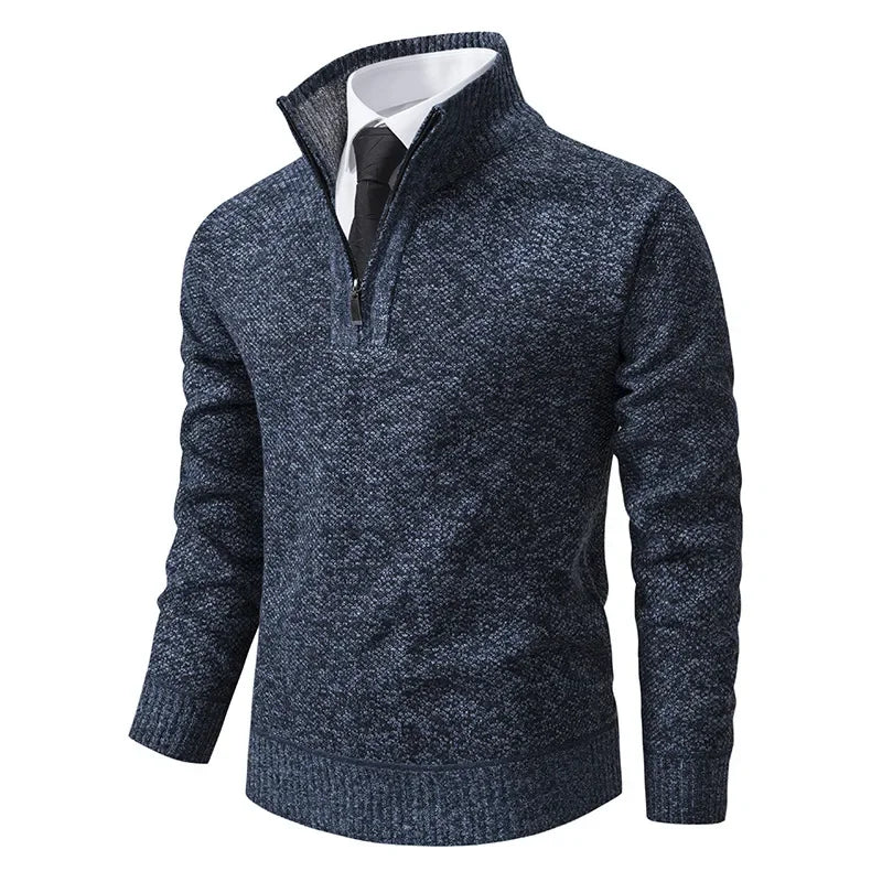 Pull homme demi-zip polaire chaud coupe régulière