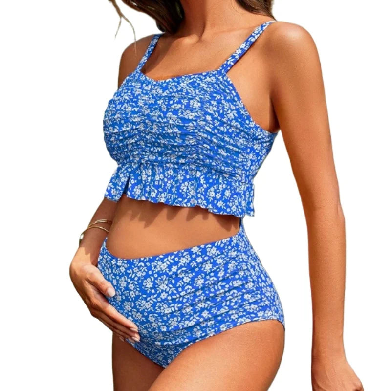 Maillot de bain maternité bikini deux pièces volants plage