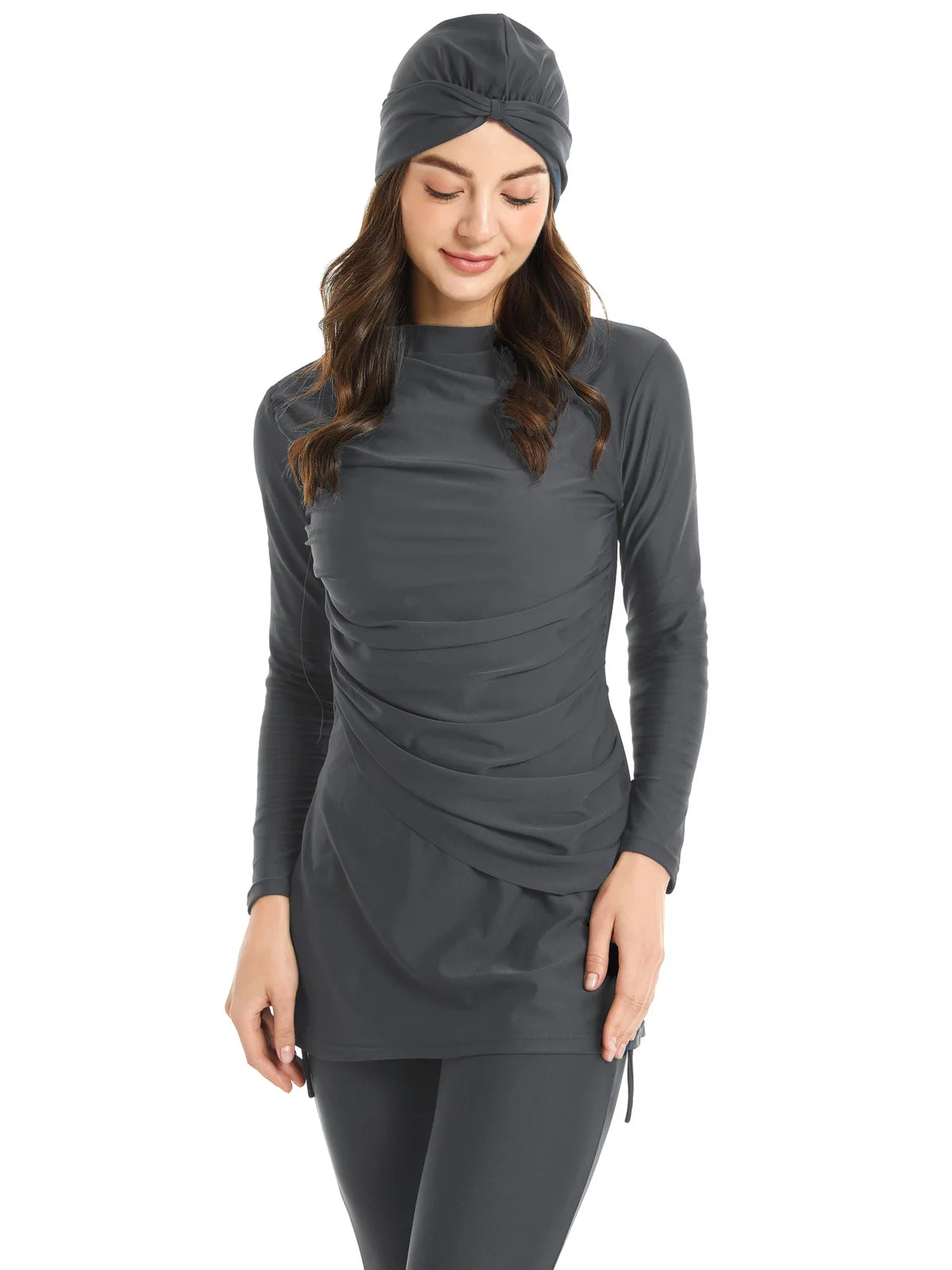 Burkini femme grande taille couverture intégrale ensemble 3 pièces