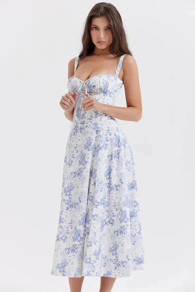 Robe Femme Corsage Nœud Imprimé Floral Printemps Été