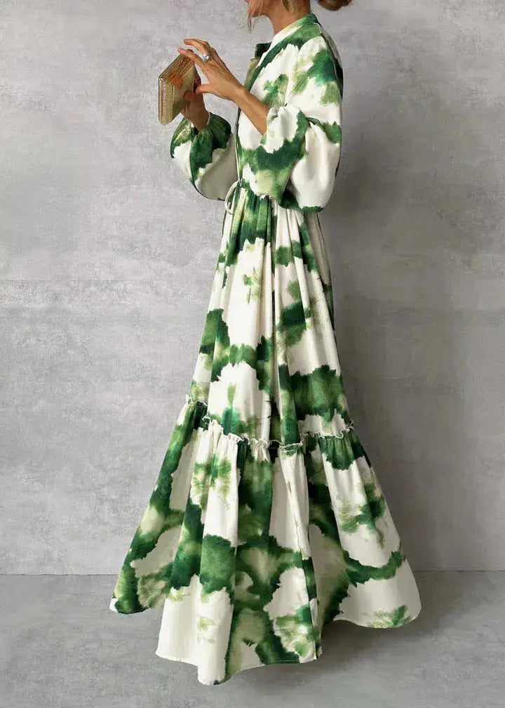 Robe Maxi Femme Col V Longue Casual Légère
