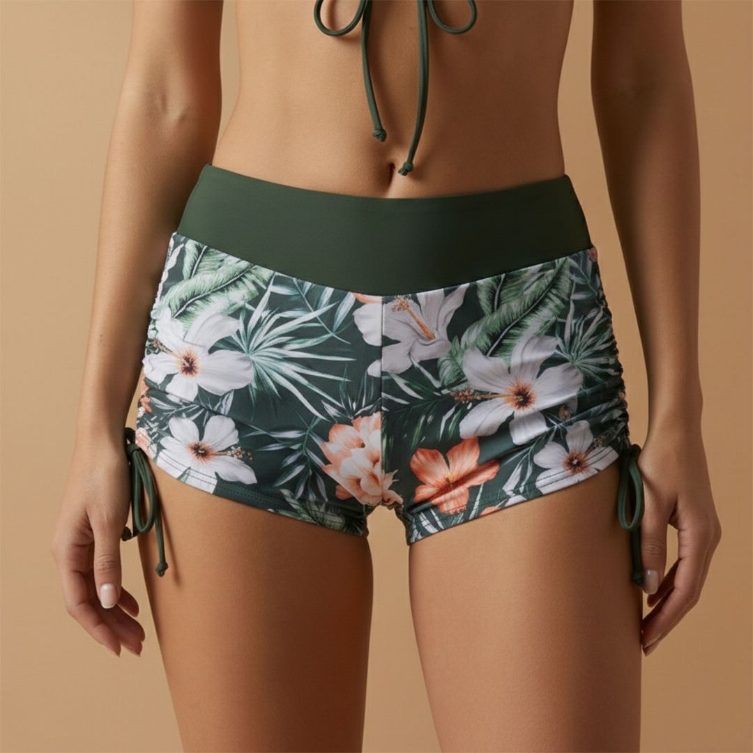 Tenue de plage femme short motifs haut à nouer vacances