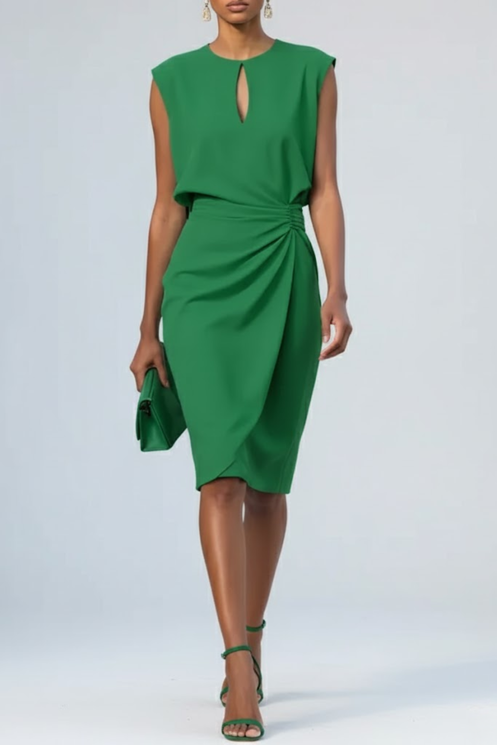 Robe midi femme encolure à découpe col rond élégante