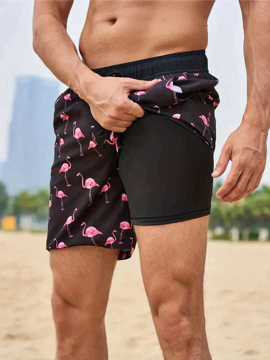 Short de Bain Homme Doublure Compression Sport Plage