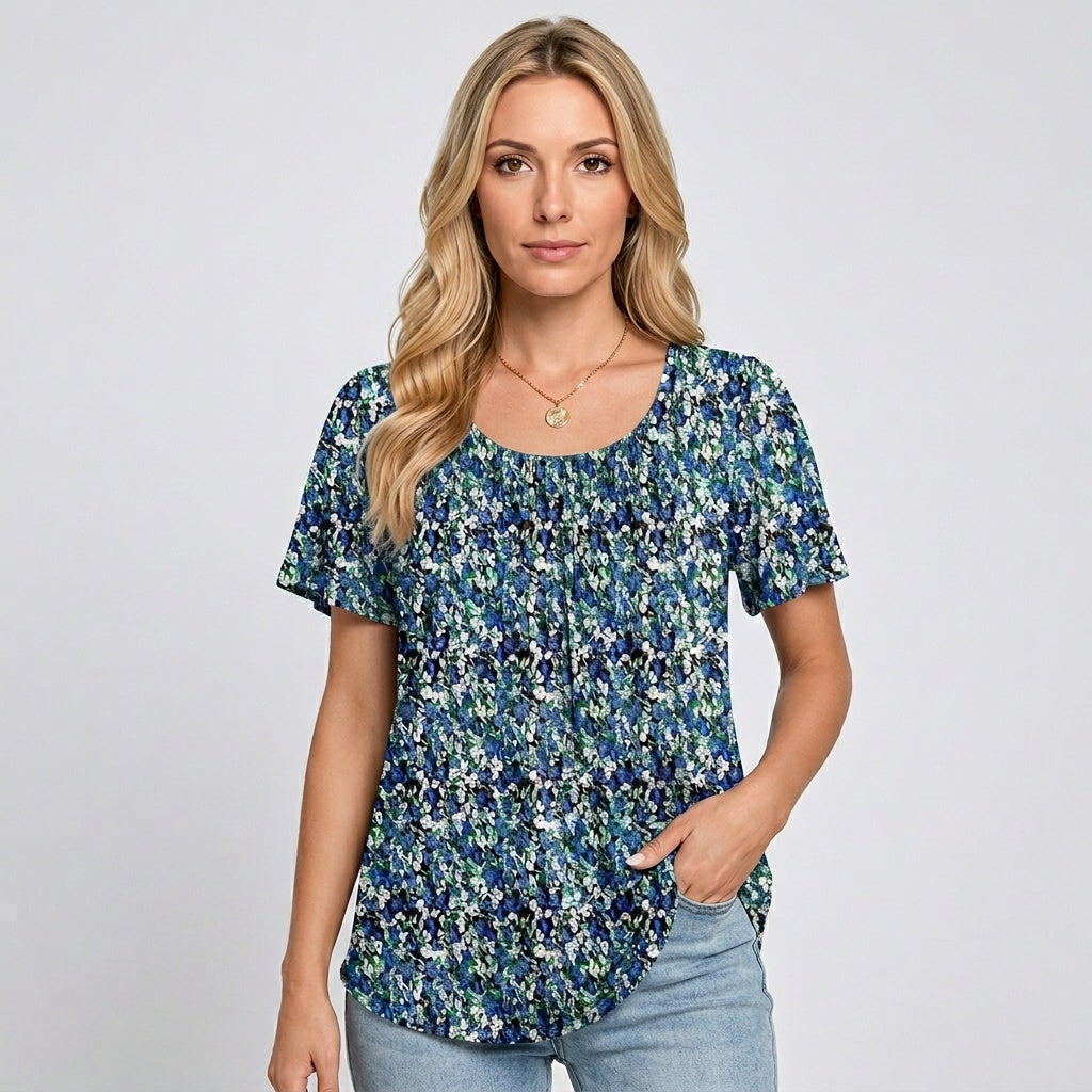T-shirt Femme Col Rond Coupe Ample Imprimé Floral