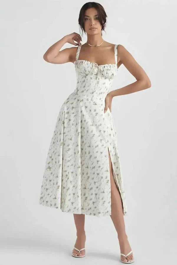 Robe Femme Corsage Nœud Imprimé Floral Printemps Été