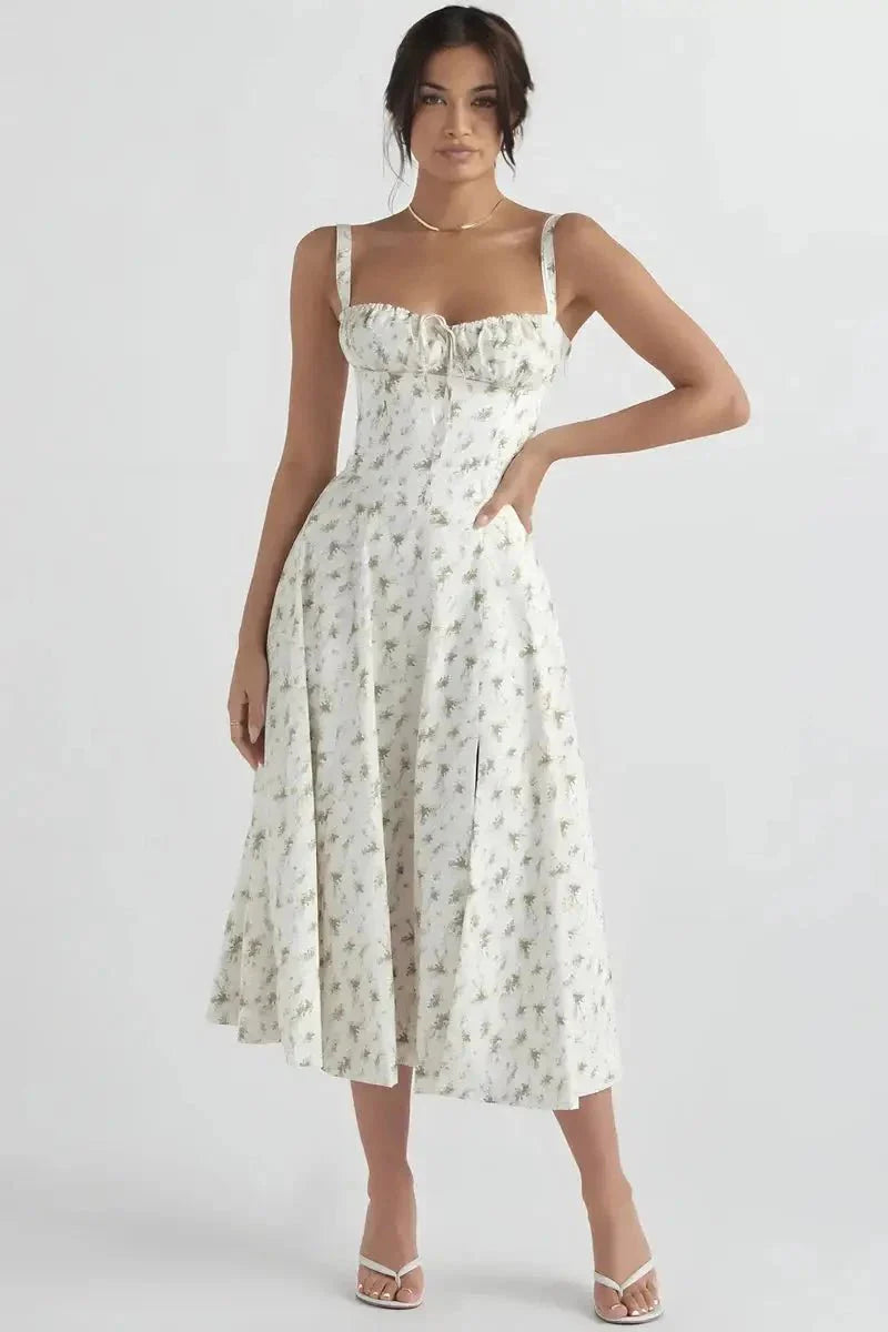 Robe Femme Corsage Nœud Imprimé Floral Printemps Été